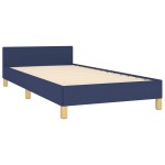 vidaXL Cadru de pat cu tăblie fără saltea, albastru, 90x200 cm, textil