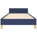 vidaXL Cadru de pat cu tăblie fără saltea, albastru, 90x200 cm, textil