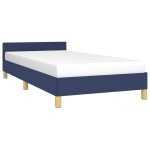 vidaXL Cadru de pat cu tăblie fără saltea, albastru, 100x200cm, textil