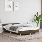 vidaXL Cadru de pat fără saltea, maro închis, 120x200 cm, textil vidaXL Cadru de pat fără saltea, maro închis, 120x200 cm, textil