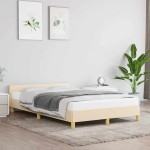 vidaXL Cadru de pat fără saltea, crem, 120x200 cm, textil