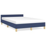 vidaXL Cadru de pat cu tăblie fără saltea, albastru, 120x200cm, textil