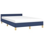 vidaXL Cadru de pat cu tăblie fără saltea, albastru, 120x200cm, textil