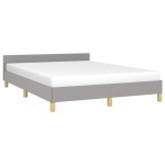 vidaXL Cadru de pat fără saltea, gri deschis, 140x190 cm, textil