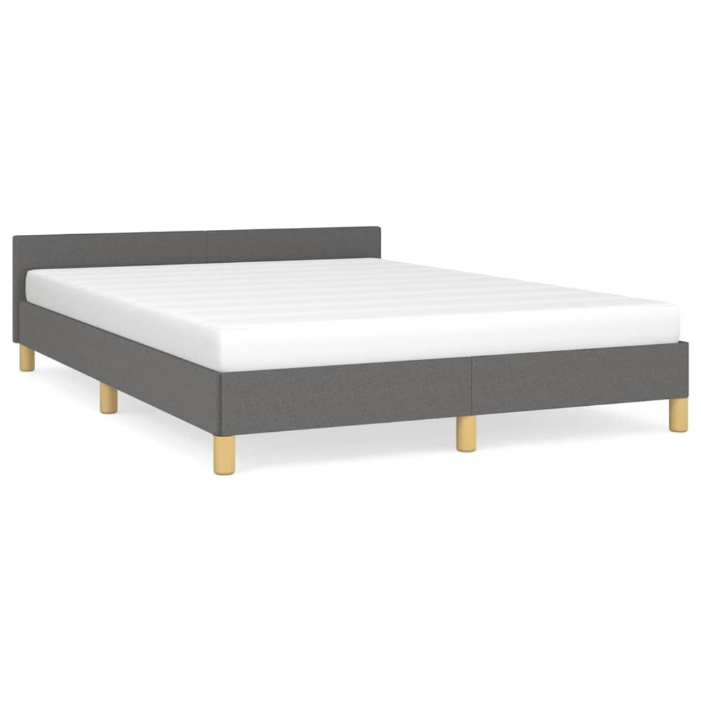 vidaXL Cadru de pat fără saltea, gri închis, 140x190 cm, textil