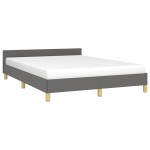 vidaXL Cadru de pat fără saltea, gri închis, 140x190 cm, textil