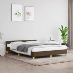 vidaXL Cadru de pat fără saltea, maro închis, 140x200 cm, textil vidaXL Cadru de pat fără saltea, maro închis, 140x200 cm, textil