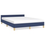 vidaXL Cadru de pat cu tăblie fără saltea, albastru, 140x190cm, textil