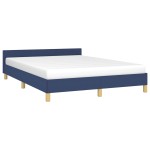 vidaXL Cadru de pat cu tăblie fără saltea, albastru, 140x190cm, textil