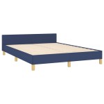 vidaXL Cadru de pat cu tăblie fără saltea, albastru, 140x190cm, textil