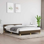 vidaXL Cadru de pat fără saltea, maro închis, 140x200 cm, textil vidaXL Cadru de pat fără saltea, maro închis, 140x200 cm, textil