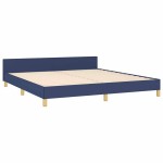 vidaXL Cadru de pat cu tăblie fără saltea, albastru, 160x200cm, textil