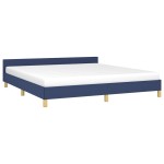 vidaXL Cadru de pat cu tăblie fără saltea, albastru, 180x200cm, textil