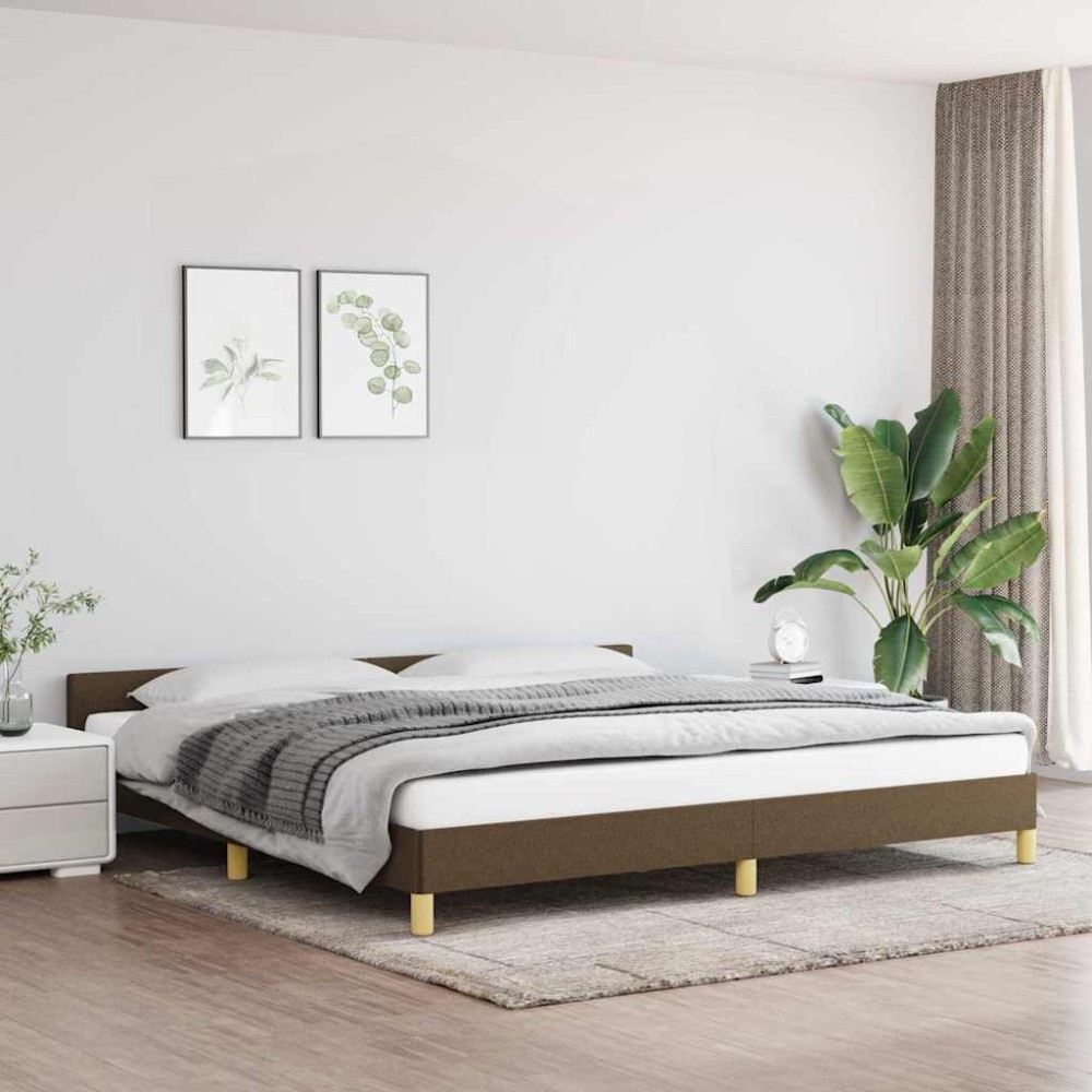 vidaXL Cadru de pat fără saltea, maro închis, 200x200 cm, textil
