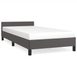vidaXL Cadru de pat cu tăblie fără saltea, gri, 90x190 cm