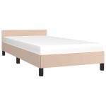 vidaXL Cadru de pat cu tăblie fără saltea, cappuccino, 90x200 cm