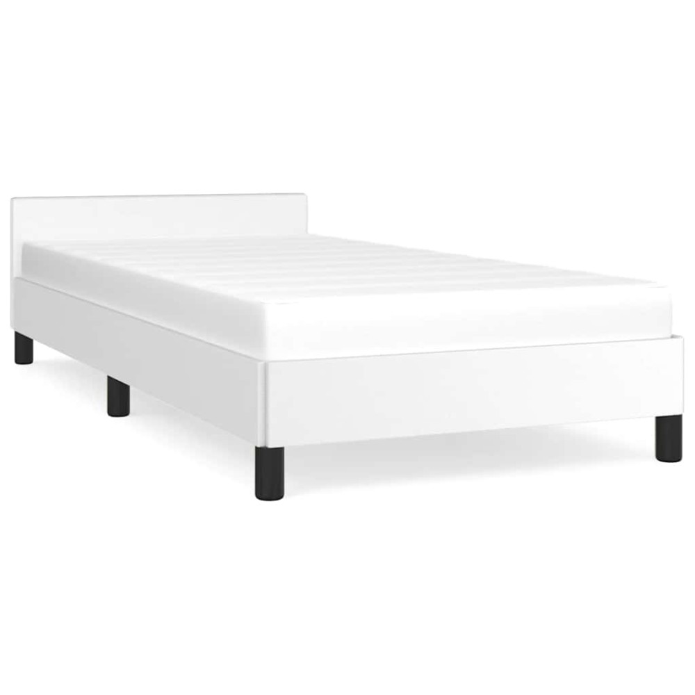 vidaXL Cadru de pat cu tăblie fără saltea, alb, 100x200 cm
