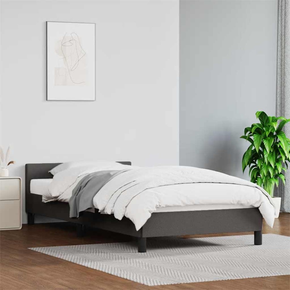 vidaXL Cadru de pat cu tăblie fără saltea, gri, 100x200 cm