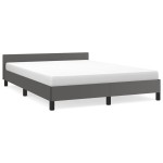 vidaXL Cadru de pat cu tăblie fără saltea, gri, 140x190 cm