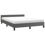 vidaXL Cadru de pat cu tăblie fără saltea, gri, 140x190 cm