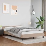 vidaXL Cadru de pat cu tăblie fără saltea, cappuccino, 140x190 cm vidaXL Cadru de pat cu tăblie fără saltea, cappuccino, 140x190 cm