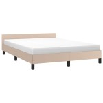 vidaXL Cadru de pat cu tăblie fără saltea, cappuccino, 140x190 cm vidaXL Cadru de pat cu tăblie fără saltea, cappuccino, 140x190 cm
