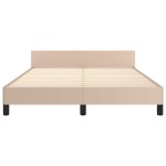 vidaXL Cadru de pat cu tăblie fără saltea, cappuccino, 140x190 cm vidaXL Cadru de pat cu tăblie fără saltea, cappuccino, 140x190 cm