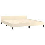 vidaXL Cadru de pat cu tăblie fără saltea, crem, 160x200 cm vidaXL Cadru de pat cu tăblie fără saltea, crem, 160x200 cm