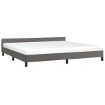 vidaXL Cadru de pat cu tăblie fără saltea, gri, 200x200 cm