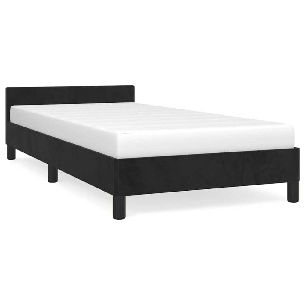 vidaXL Cadru de pat cu tăblie fără saltea, negru, 80x200 cm, catifea