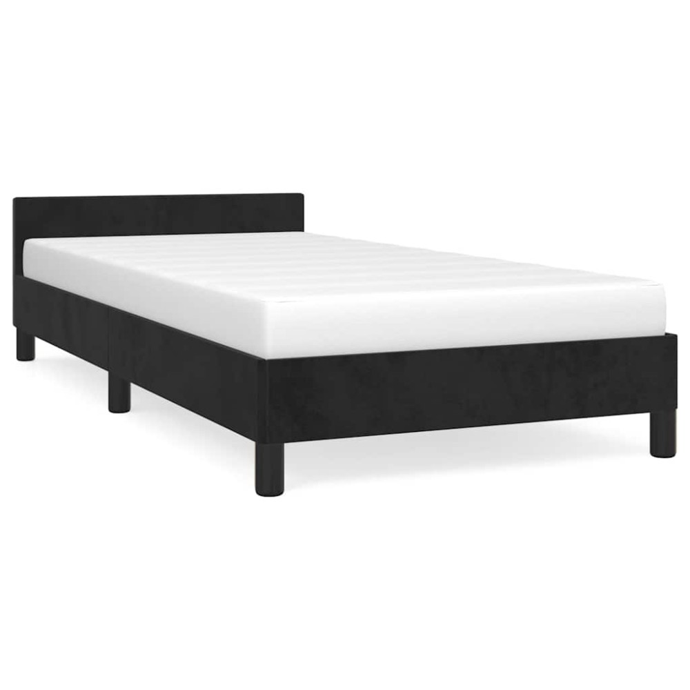 vidaXL Cadru de pat cu tăblie fără saltea, negru, 90x200 cm, catifea