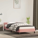 vidaXL Cadru de pat cu tăblie fără saltea, roz, 90x200 cm, catifea vidaXL Cadru de pat cu tăblie fără saltea, roz, 90x200 cm, catifea