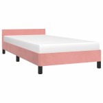 vidaXL Cadru de pat cu tăblie fără saltea, roz, 90x200 cm, catifea vidaXL Cadru de pat cu tăblie fără saltea, roz, 90x200 cm, catifea