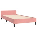 vidaXL Cadru de pat cu tăblie fără saltea, roz, 90x200 cm, catifea vidaXL Cadru de pat cu tăblie fără saltea, roz, 90x200 cm, catifea