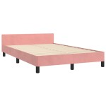 vidaXL Cadru de pat cu tăblie fără saltea, roz, 120x200 cm, catifea vidaXL Cadru de pat cu tăblie fără saltea, roz, 120x200 cm, catifea