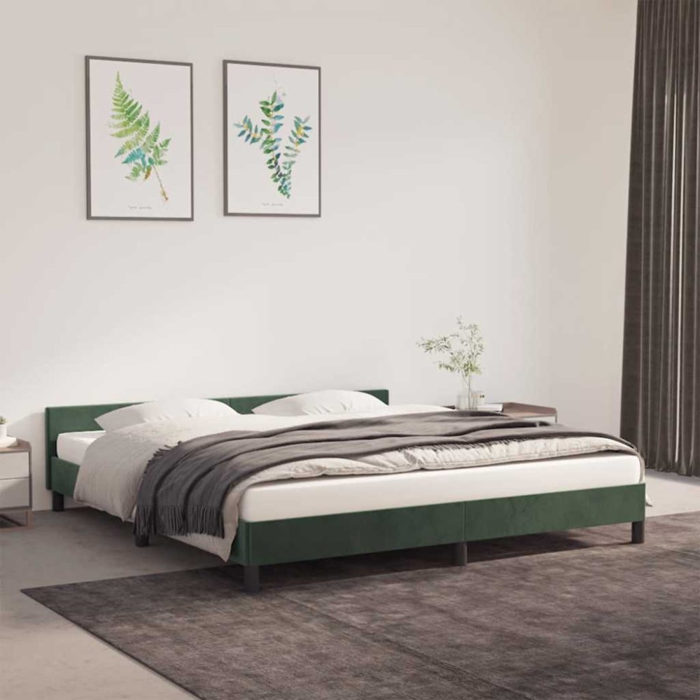 vidaXL Cadru de pat fără saltea, verde închis, 160x200 cm, catifea