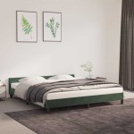 vidaXL Cadru de pat fără saltea, verde închis, 160x200 cm, catifea vidaXL Cadru de pat fără saltea, verde închis, 160x200 cm, catifea