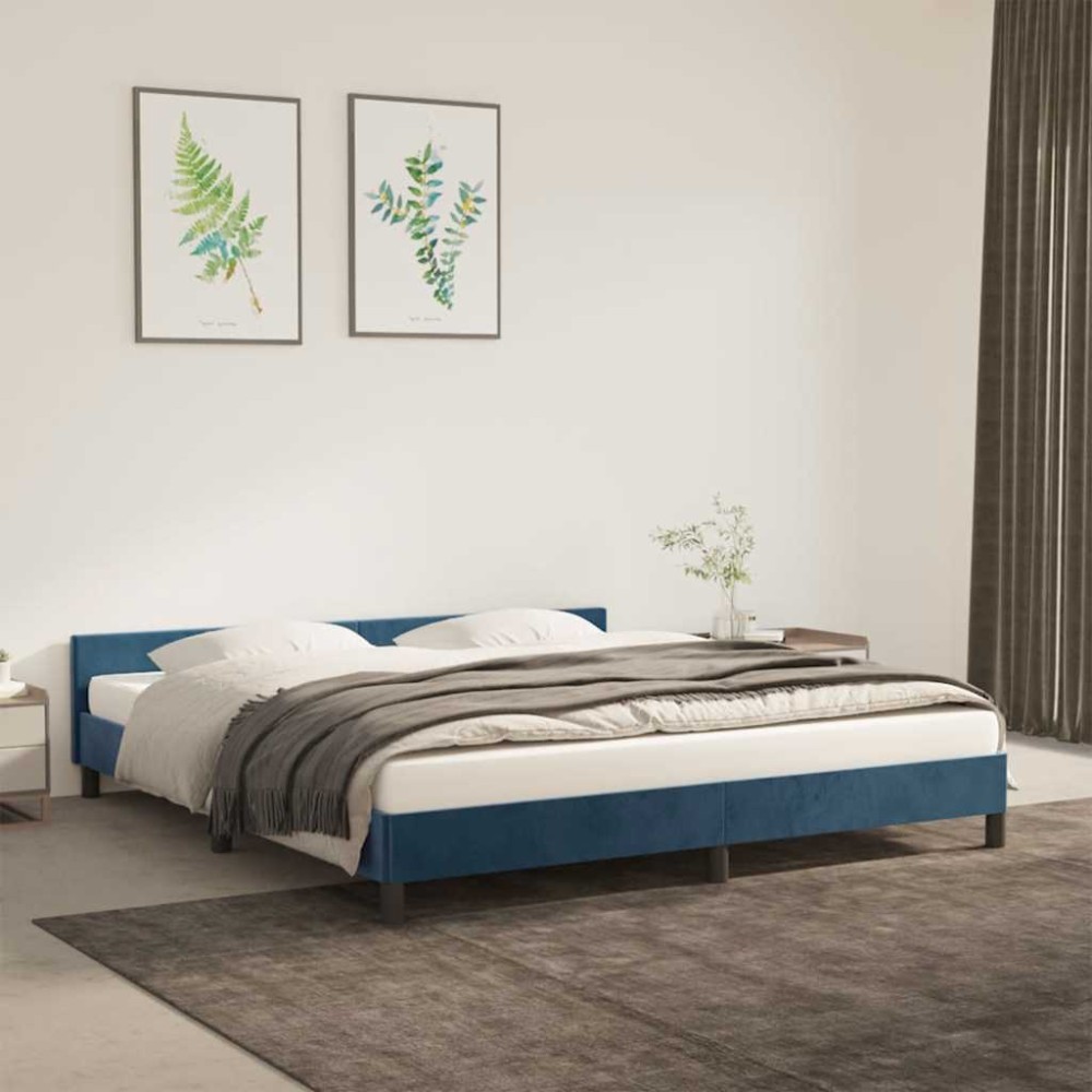 vidaXL Cadru de pat fără saltea, albastru închis, 160x200 cm, catifea