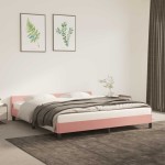 vidaXL Cadru de pat cu tăblie fără saltea, roz, 180x200 cm, catifea vidaXL Cadru de pat cu tăblie fără saltea, roz, 180x200 cm, catifea