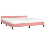 vidaXL Cadru de pat cu tăblie fără saltea, roz, 180x200 cm, catifea vidaXL Cadru de pat cu tăblie fără saltea, roz, 180x200 cm, catifea