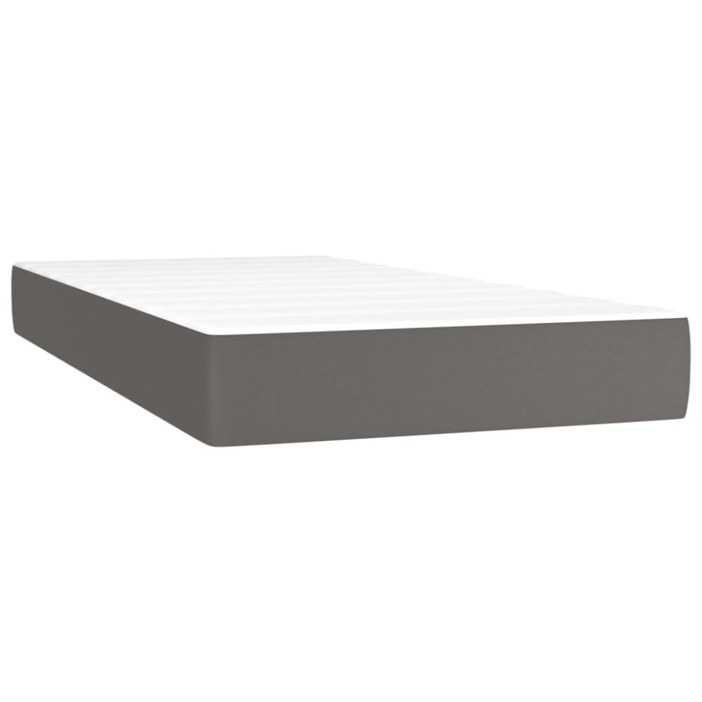 vidaXL Saltea de pat cu arcuri, gri, 90x190x20 cm, piele ecologică