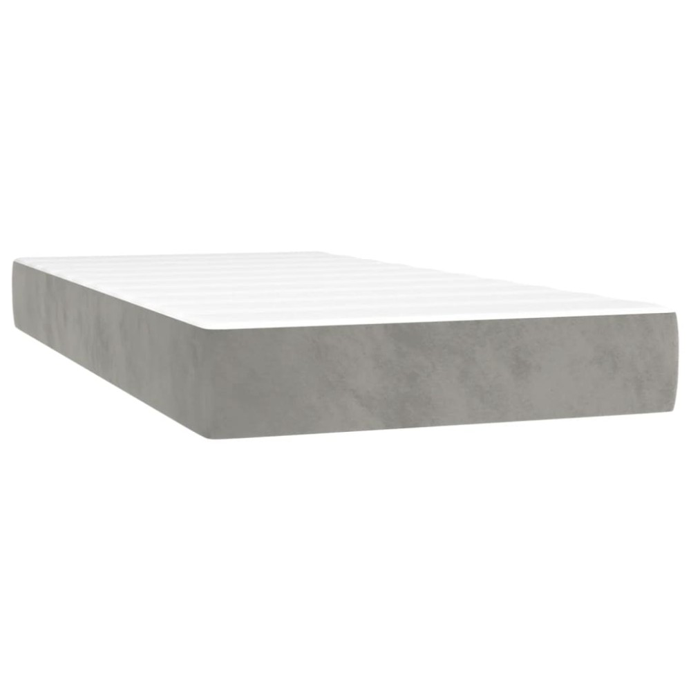 vidaXL Saltea de pat cu arcuri, gri deschis, 90x190x20 cm, catifea