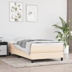vidaXL Saltea de pat cu arcuri, crem, 90x200x20 cm, textil vidaXL Saltea de pat cu arcuri, crem, 90x200x20 cm, textil