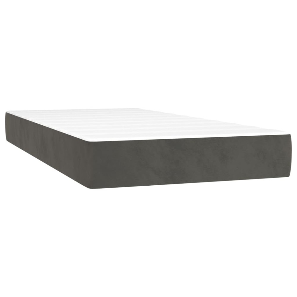 vidaXL Saltea de pat cu arcuri, gri închis, 90x200x20 cm, catifea