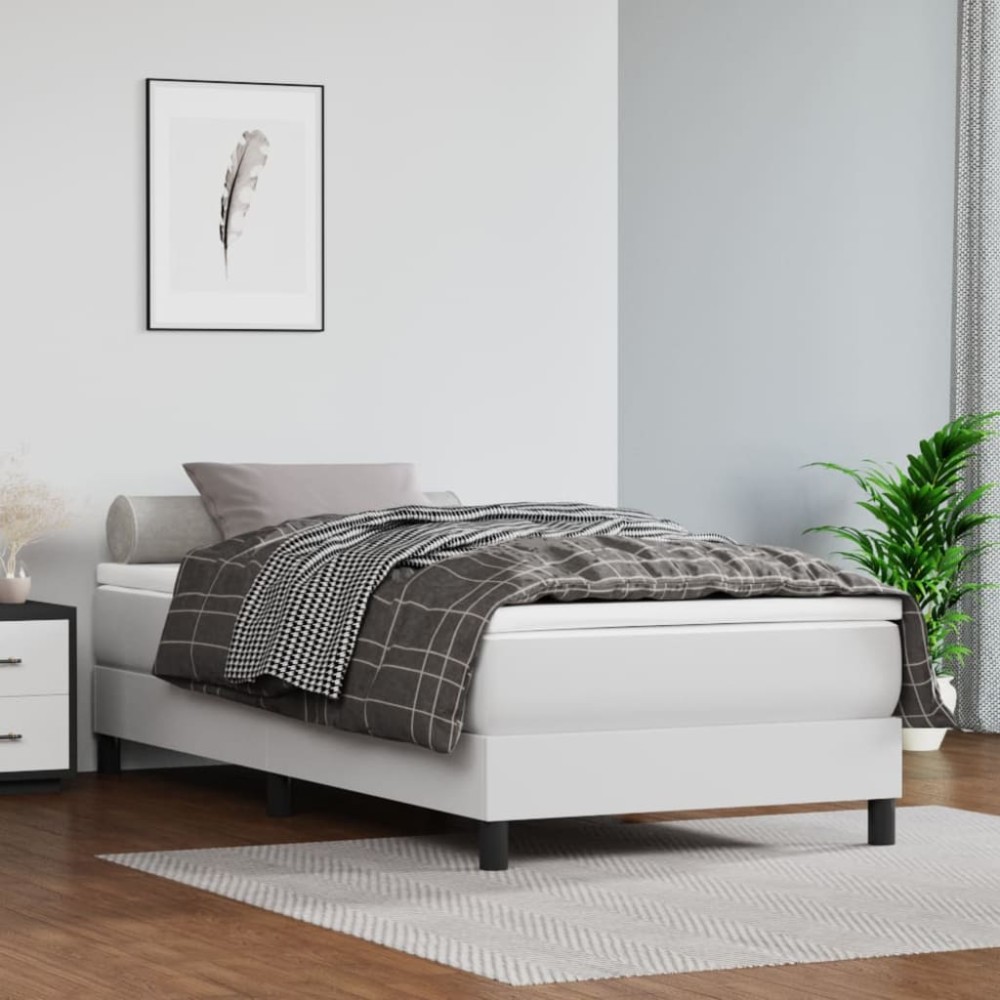 vidaXL Saltea de pat cu arcuri, alb, 100x200x20 cm, piele ecologică