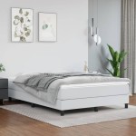 vidaXL Saltea de pat cu arcuri, alb, 140x190x20 cm, piele ecologică vidaXL Saltea de pat cu arcuri, alb, 140x190x20 cm, piele ecologică