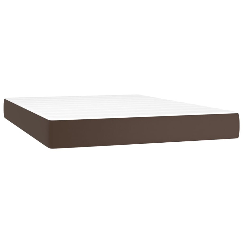 vidaXL Saltea de pat cu arcuri, maro, 140x190x20 cm, piele ecologică