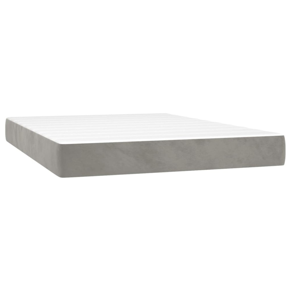 vidaXL Saltea de pat cu arcuri, gri deschis, 140x200x20 cm, catifea