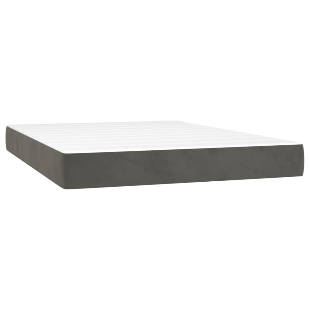 vidaXL Saltea de pat cu arcuri, gri închis, 140x200x20 cm, catifea