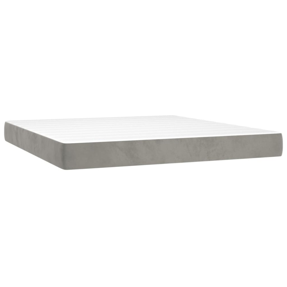 vidaXL Saltea de pat cu arcuri, gri deschis, 180x200x20 cm, catifea
